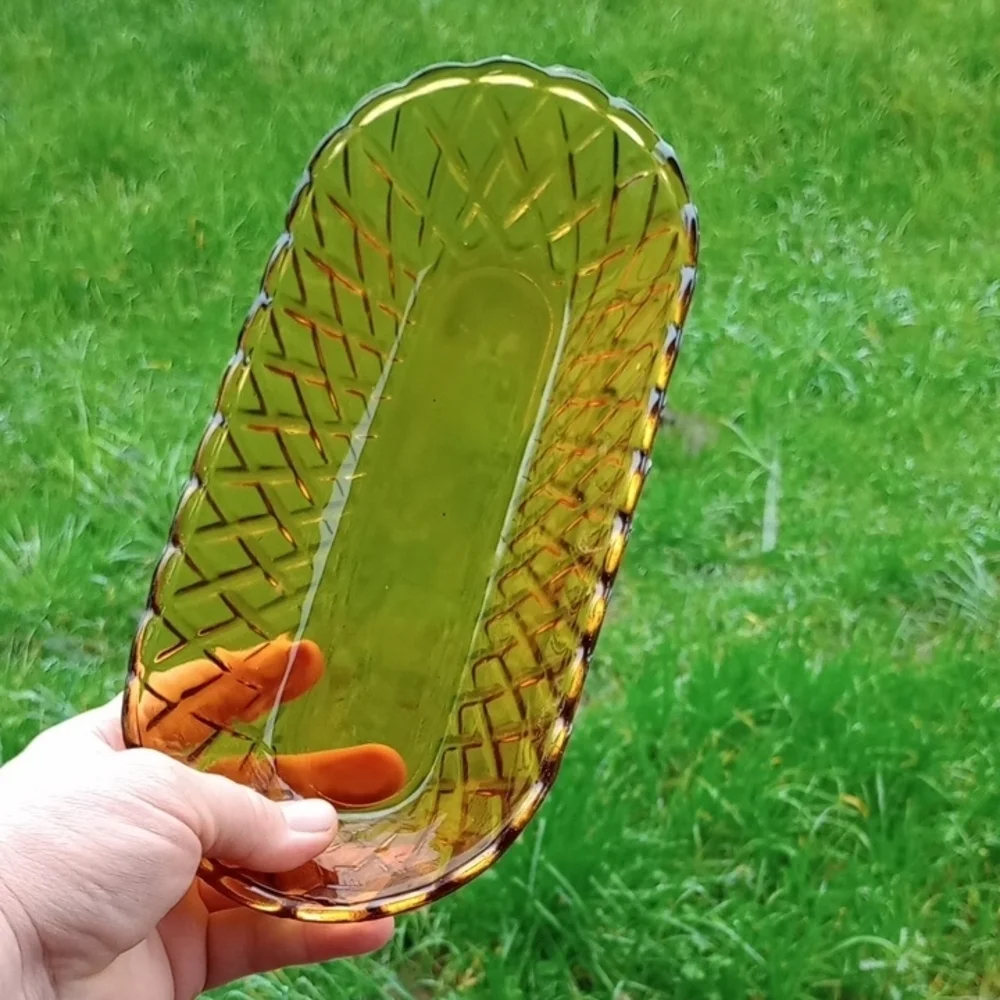 Glass Reptile Water Dish - Green/Amber
